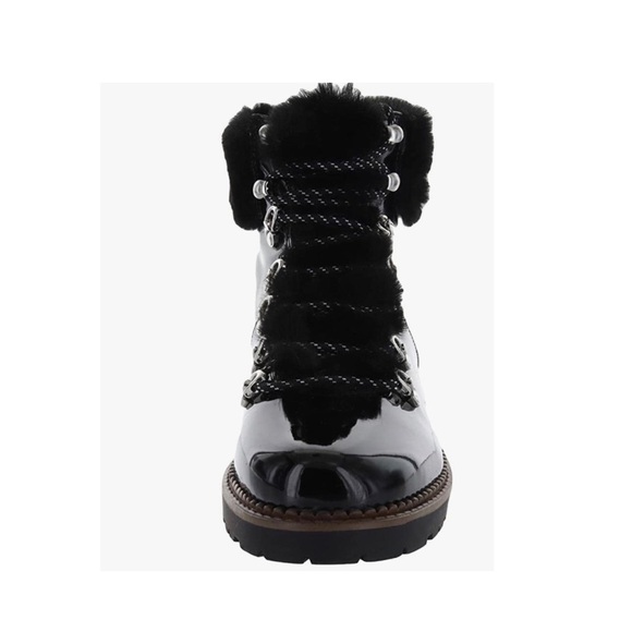 🆕 Esprit Celestin faux patent leather fur lace up fashion boots black - Picture 3 of 11